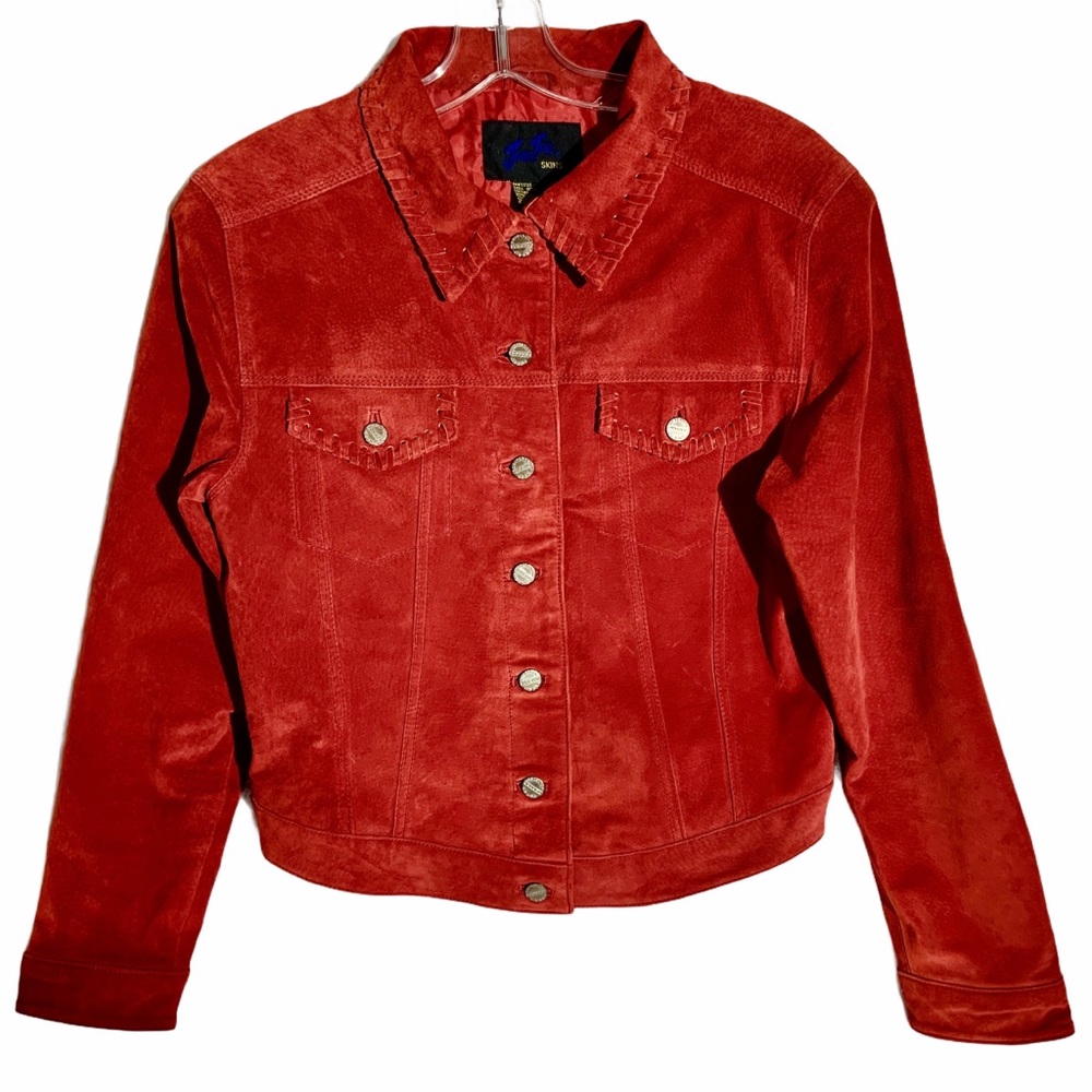 Jou Jou Skins Dark Red Leather Jacket Size Large